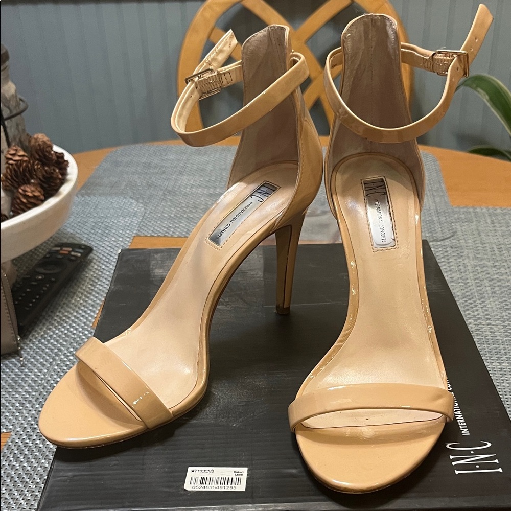 INC International Concepts Women's Beige Ankle Strap Heels